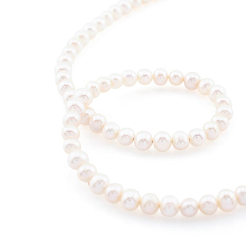Midi cultured gray pearl necklace, 14k white gold - 38cm