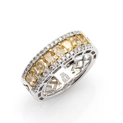 Inel cu diamante galbene și albe tăiate pernă de 2,12 ct – Colecția New York