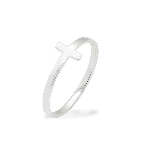 Cross ring 14K white gold