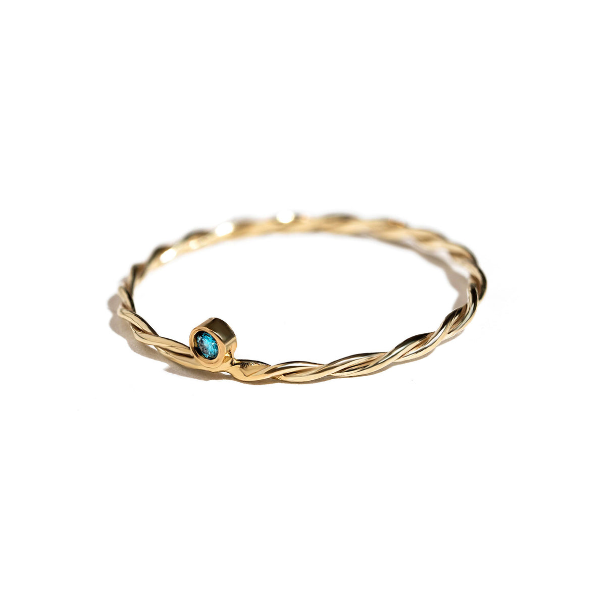 BlueDia Twisted 14K yellow gold ring