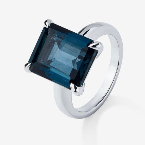 Inel de logodna Topaz London Blue 3.04ct din aur alb de 14K