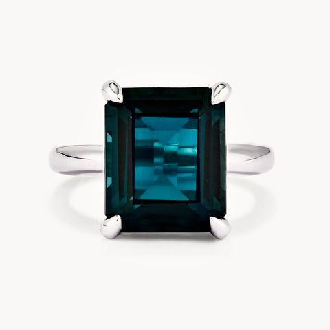 Inel de logodna Topaz London Blue 3.04ct din aur alb de 14K