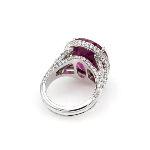 18K white gold engagement ring with morganite and diamonds 0.64ct