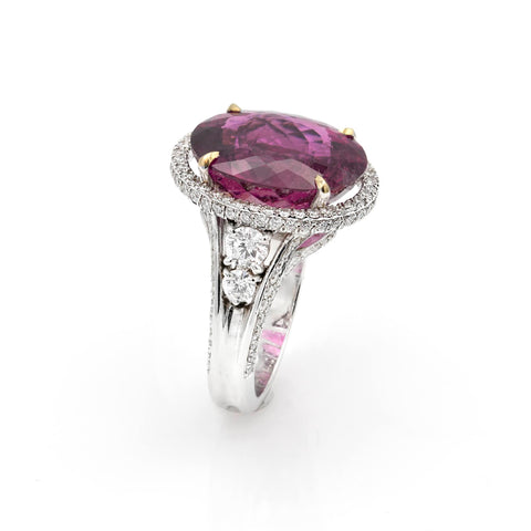 18K white gold engagement ring with morganite and diamonds 0.64ct