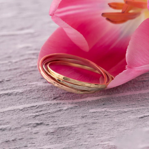 Ring Ese Tris Structured multicolor 14K gold