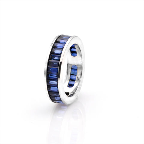 Inel Eternity cu safire 5.15ct din aur alb de 18k