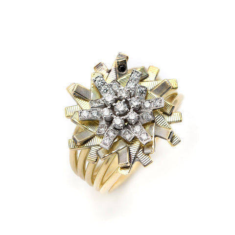 Inel Floare cu diamante 0.33ct din aur galben 18k