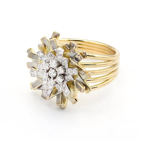 Inel Floare cu diamante 0.33ct din aur galben 18k