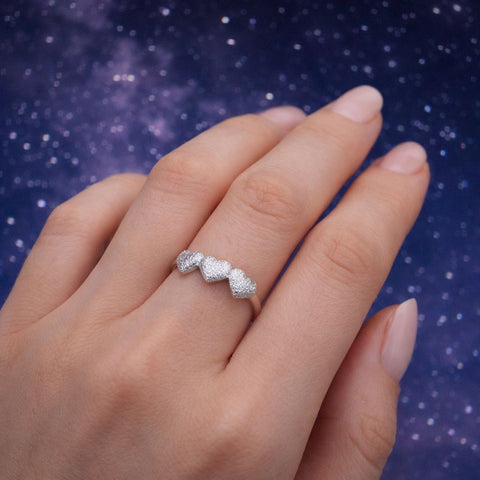 Inel Inimioare aur alb 18K