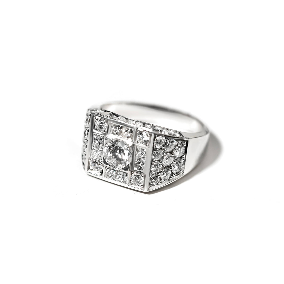 Inel NewArtDeco diamante 3.50ct din aur alb de 18K