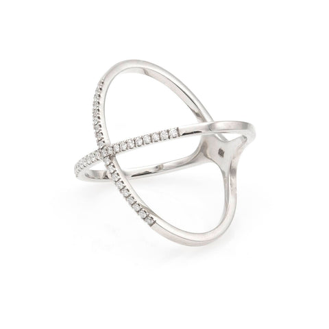 Bubbles ring with 14K white gold zirconia
