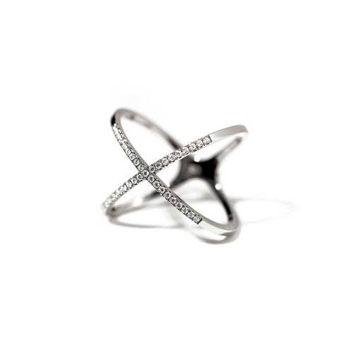 Bubbles ring with 14K white gold zirconia