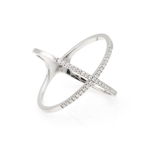 Bubbles ring with 14K white gold zirconia