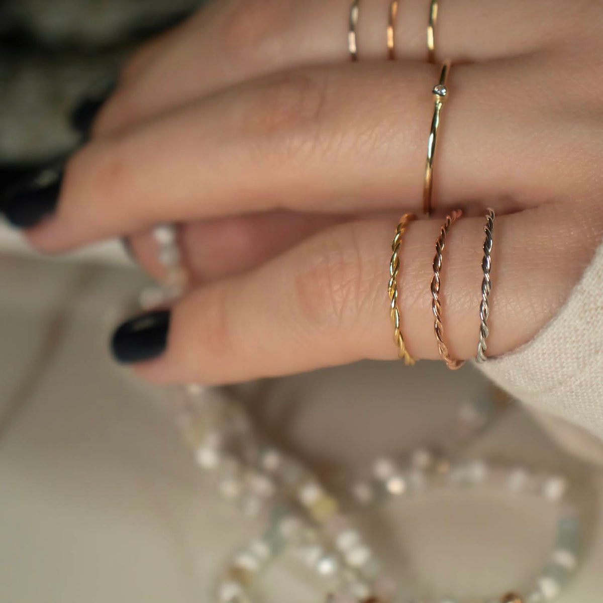 Twisted 14K white gold ring