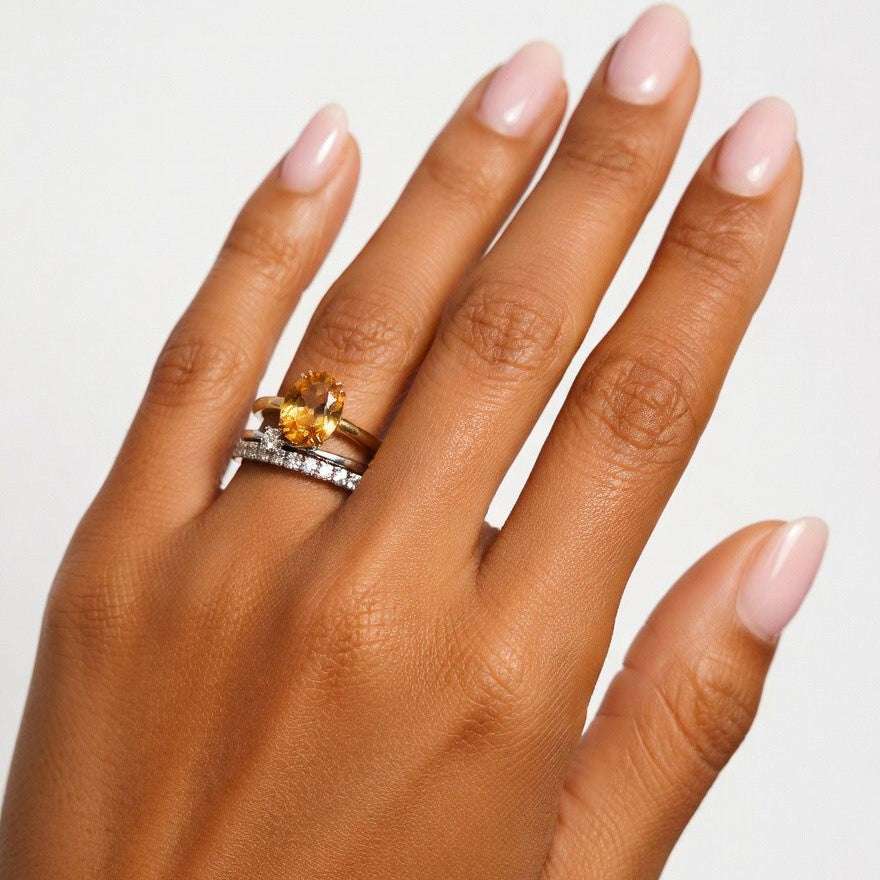 18K white gold engagement ring with morganite and diamonds 0.64ct