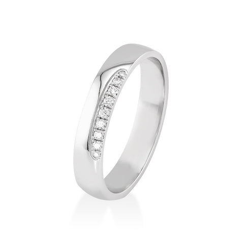 Inel banda 0.30ct diamante albe din aur alb 18k