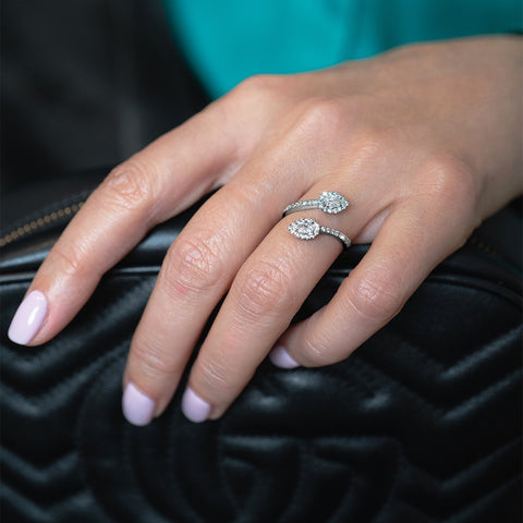 Inel cu 2 diamante 1.10ct din aur alb de 18k