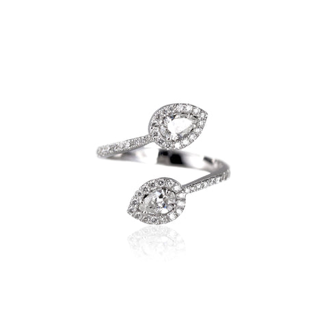 Inel cu 2 diamante 1.10ct din aur alb de 18k