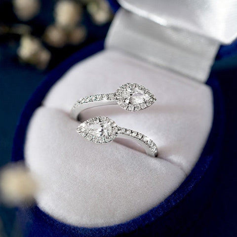 18K white gold engagement ring with morganite and diamonds 0.64ct