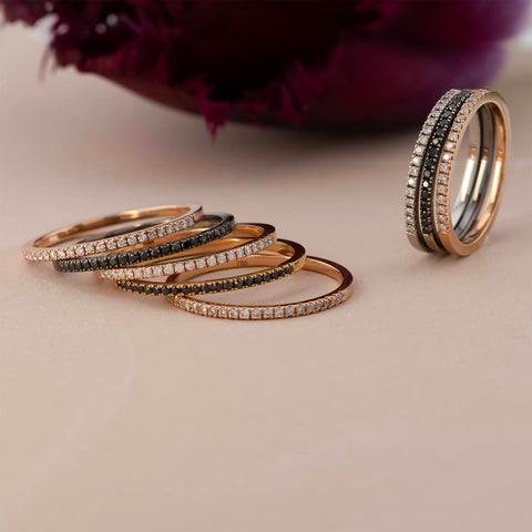 Inel cu Pave de diamante din aur alb de 18K