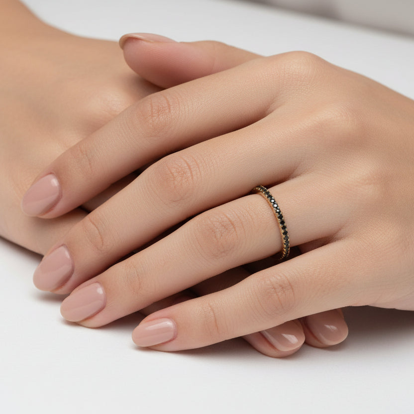 Bubbles ring with 14K white gold zirconia