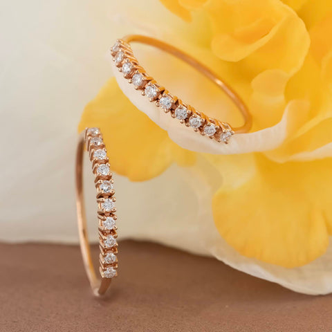 Bubbles ring with 14K white gold zirconia