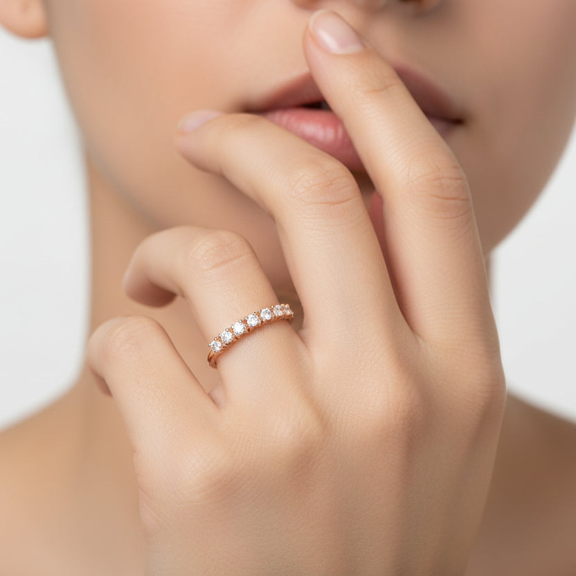 Bubbles ring with 14K white gold zirconia