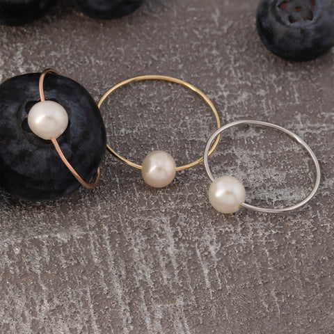 14K Rose Gold Pearl Ring
