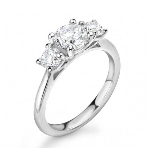 Inel de logodna cu 3 diamante 0.90ct din aur alb de 18K