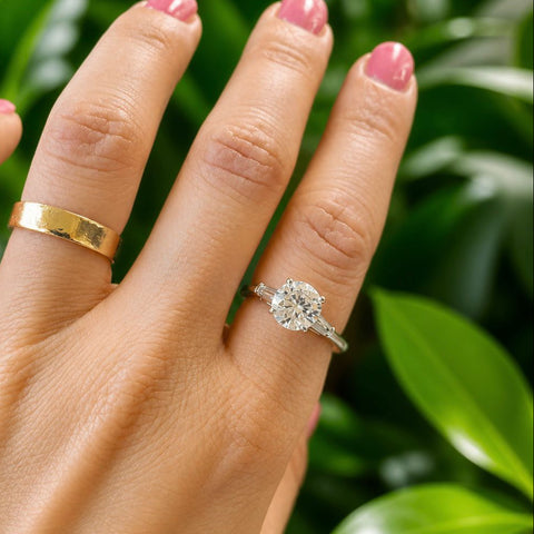 Inel Héritage Blanc - Solitaire Diamant Old European Cut 1.71ct & Baguette, Platină