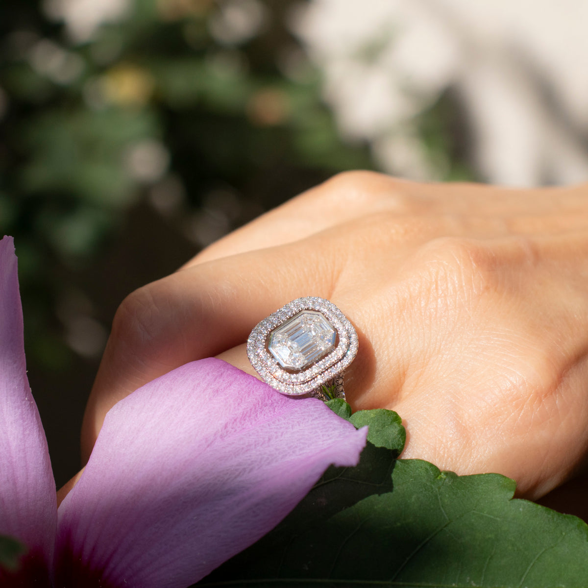 Inel de logodna microsetting de diamante 2.40ct din aur alb de 18K