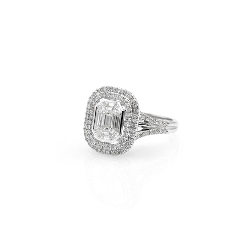 Inel de logodna microsetting de diamante 2.40ct din aur alb de 18K
