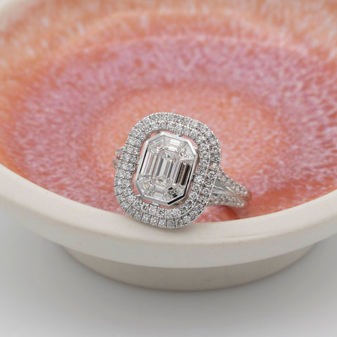 Inel de logodna microsetting de diamante 2.40ct din aur alb de 18K