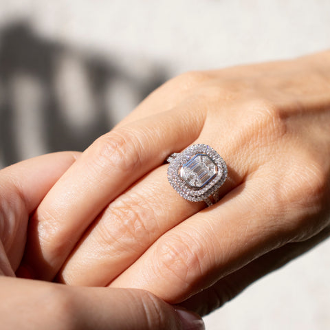 Inel de logodna microsetting de diamante 2.40ct din aur alb de 18K