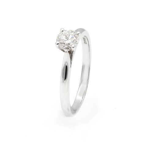 Inel de logodna solitaire cu diamant 0.50ct din aur alb de 18K