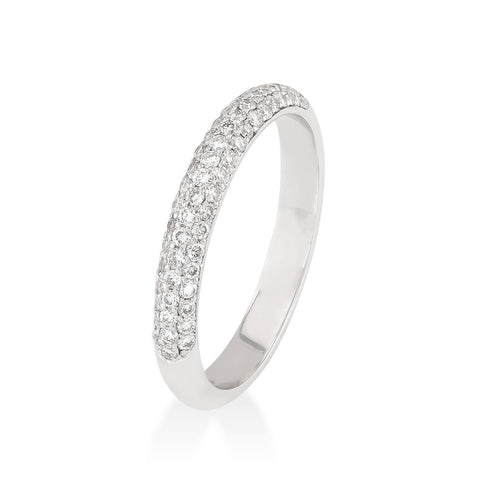 18K rhodium-plated white gold ring paved with black diamonds 0.10ct