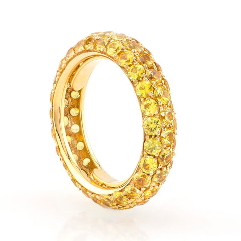 Inel pave 4.50ct safire galbene din aur galben 18k
