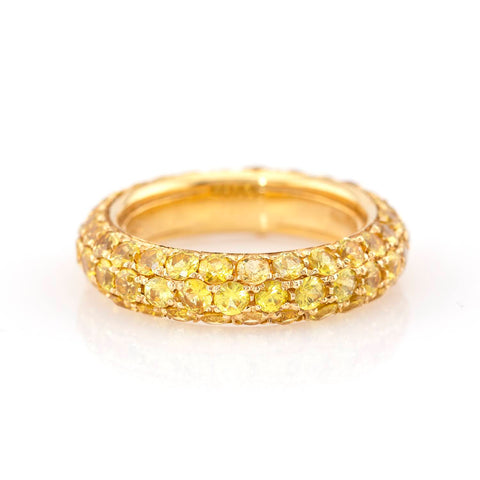 Inel pave 4.50ct safire galbene din aur galben 18k