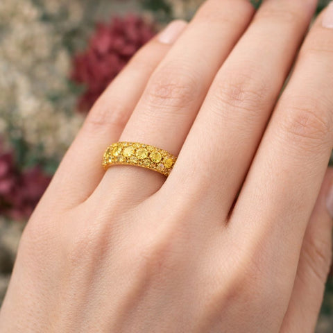 18K rhodium-plated white gold ring paved with black diamonds 0.10ct