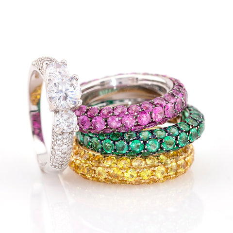 18K rhodium-plated white gold ring paved with black diamonds 0.10ct