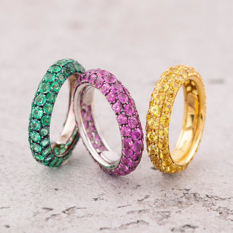 18K rhodium-plated white gold ring paved with black diamonds 0.10ct