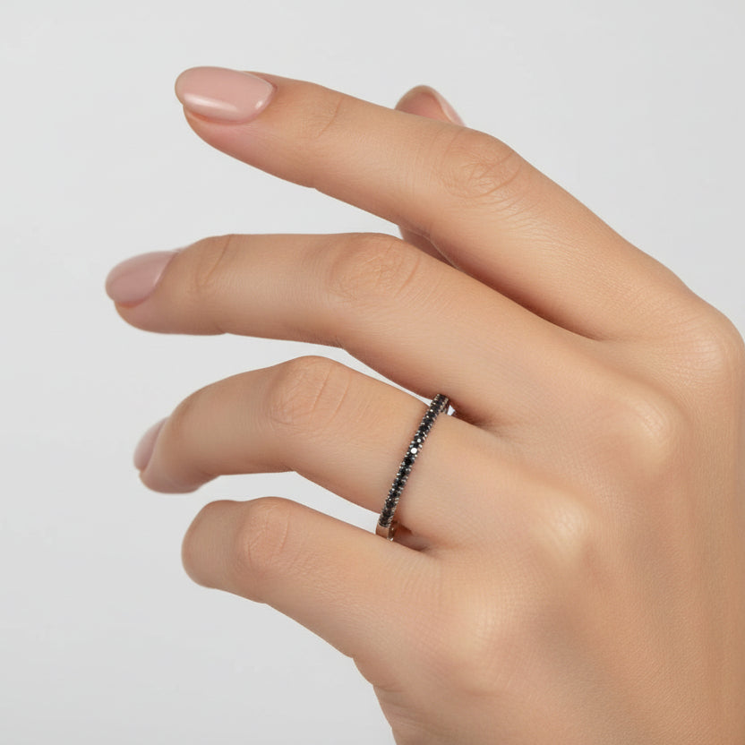 Bubbles ring with 14K white gold zirconia