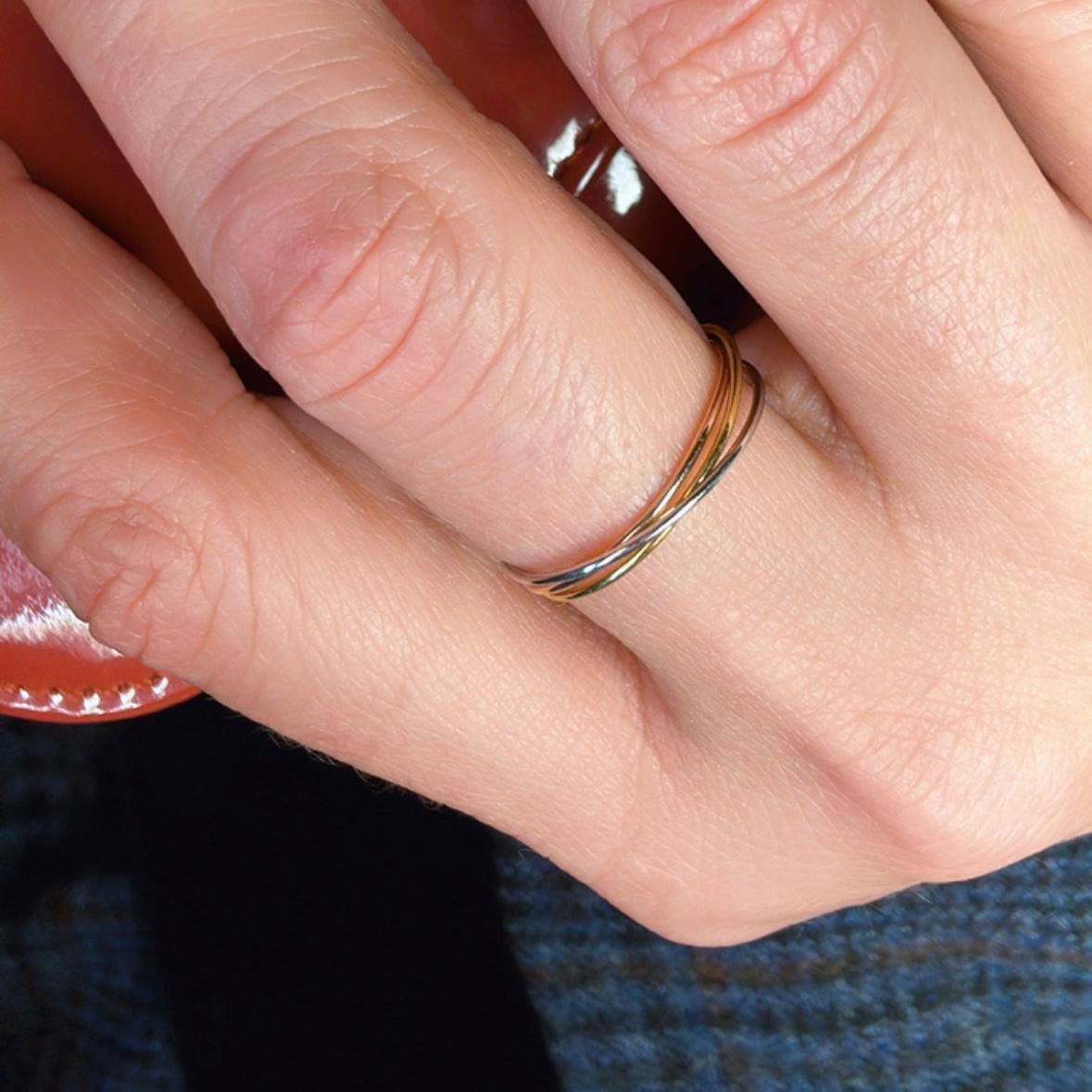 Ring Ese Tris Structured multicolor 14K gold