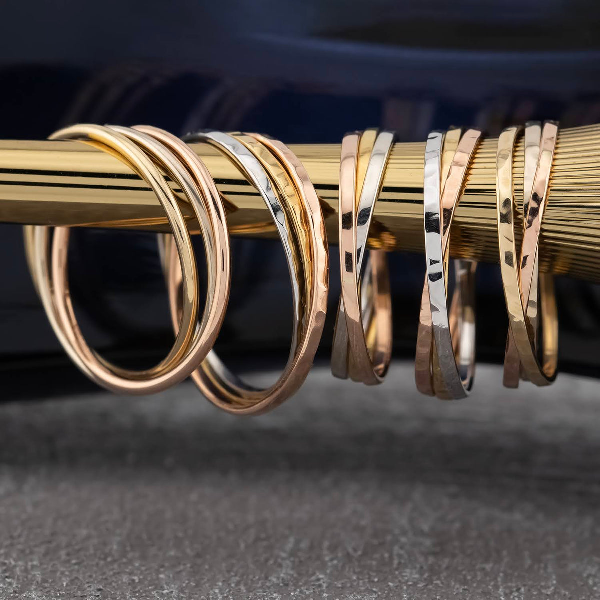 Inel Maxi Structurat din aur galben 14K