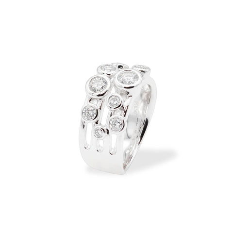 18K rhodium-plated white gold ring paved with black diamonds 0.10ct