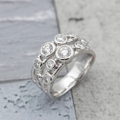 18K rhodium-plated white gold ring paved with black diamonds 0.10ct