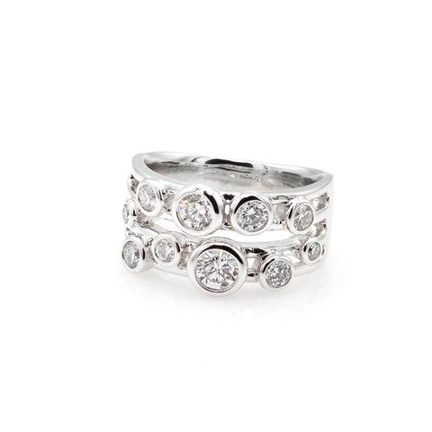 18K rhodium-plated white gold ring paved with black diamonds 0.10ct