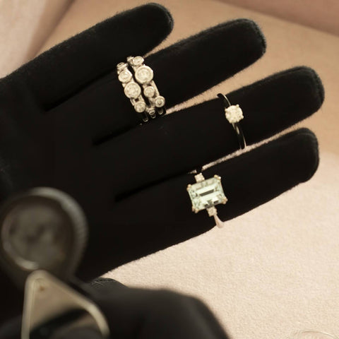 18K rhodium-plated white gold ring paved with black diamonds 0.10ct
