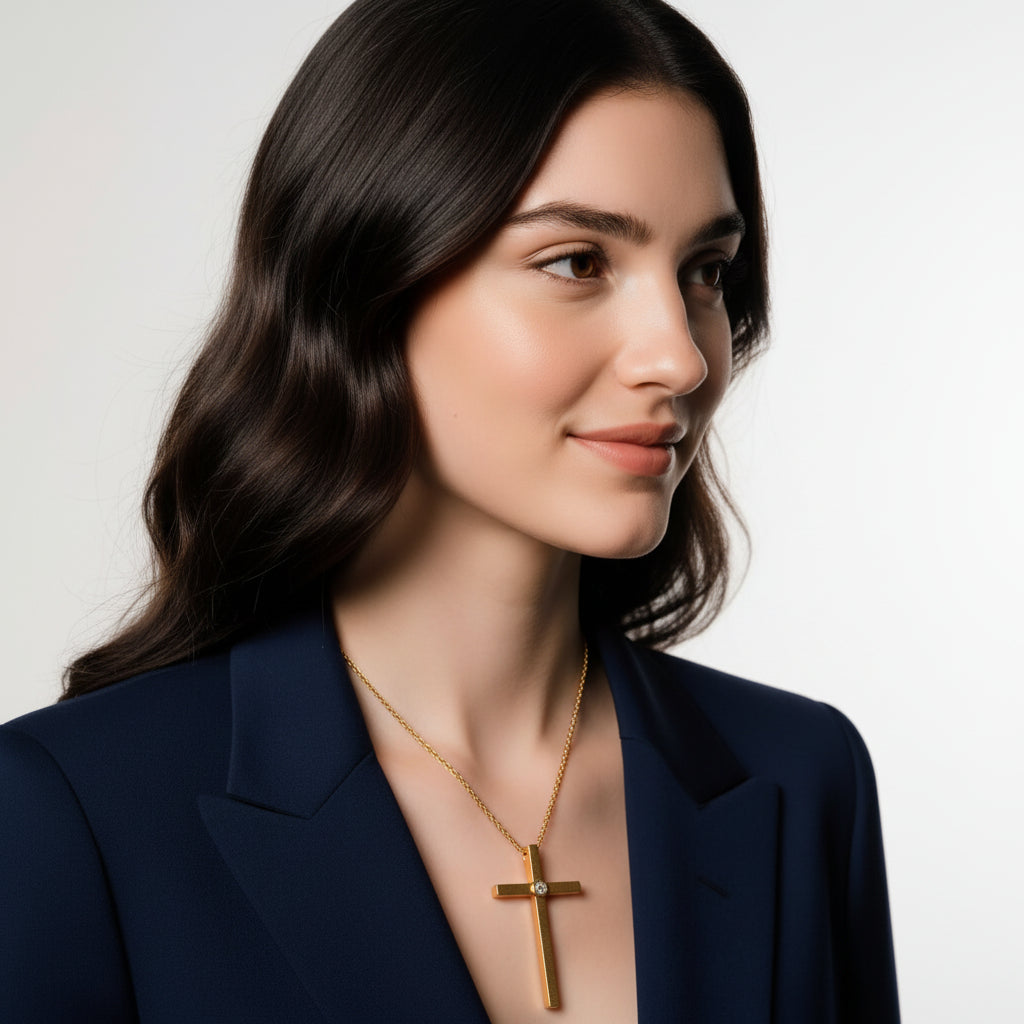 18k yellow gold 3D Star pendant chain with 1.25mm diamonds