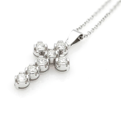 Cruce din aur alb de 18k cu 7 diamante albe 0.78ct